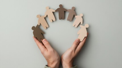 Leinwandbilder - Inclusive Collaboration Visualization Diverse Paper Silhouettes Forming Unity Heart - Next-Gen Workforce Empowerment and Belonging Strategy