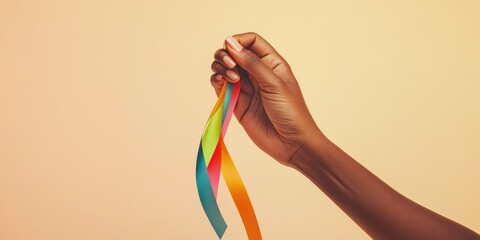 Poster - Inclusive Unity Branding Empowering Diversity with Vibrant Ribbon Symbolism - Multicultural Marketing and Social Impact Visual Content