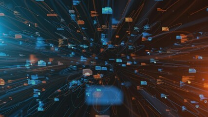 Wall Mural - digital network infrastructure cloud computing next-gen information systems