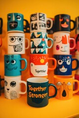 Aufkleber - Inclusive Community Ceramic Mugs Vibrant Pop Culture Design Celebrating Diversity and Empowerment with Bold Together Were Stronger Messaging for Modern Workplace Branding