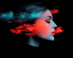 Fototapete - Cybernetic Consciousness Ethereal Digital Portrait Exploring Cognitive Boundaries, Neurotech Innovation and Emotional Computational Landscapes for Next-Gen AI Research