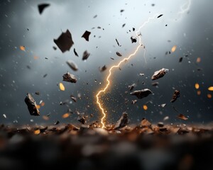 Fototapete - Climate Crisis Visual Impact Dramatic Lightning Explosion Reveals Extreme Weather Dynamics - Cinematic Climate Tech Documentary Imagery for Sustainability Communication