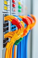 Aufkleber - Hyperconnected Infrastructure Vibrant Network Cables Revealing Digital Resilience in Next-Gen Climate-Controlled Data Center Environments