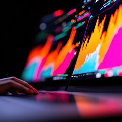 Aufkleber - Dynamic Fintech Future Hyper-Chromatic Market Analytics for Next-Gen Investors - AI-Powered Trading Visualization in Immersive Digital Workspace