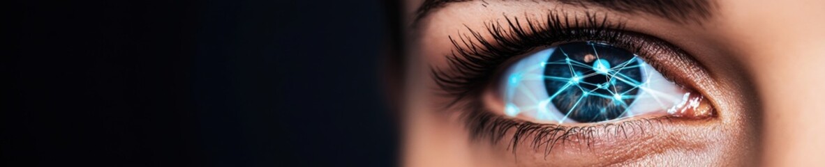 Poster - Futuristic AI Vision Hyper-Realistic Digital Eye with Neural Network Connectivity - Next-Gen Tech Visualization for Cutting-Edge Innovation and Cybersecurity Insights