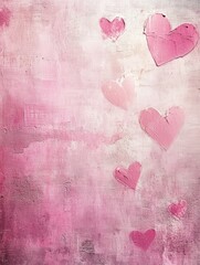 Aufkleber - Soft pink abstract background with floating hearts perfect for romantic themes and celebrations Generative AI