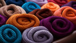 © CK - Dyed new wool, Close-up of colorful natural