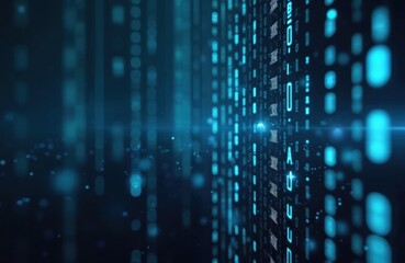 abstract blue binary code cryptographic encryption. data protection, privacy. computer science, codi