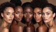 © miss irine - Diverse group of beautiful women poses with natural beauty, glowing smooth skin. Attractive female fashion models with great skincare of races, tones, style. Wellness, care, cosmetic products
