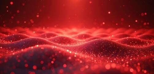 Fototapete - Abstract backdrop with many blurry red dots. Festive glitter shiny wallpaper, crimson color tone, dotted grainy texture, graphic design element, elegant modern template. Decorative background for