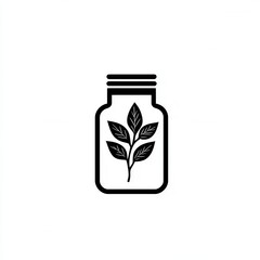 Poster - Elegant minimalist spice jar logo designed for herbal branding in black and white featuring simple and clean lines
