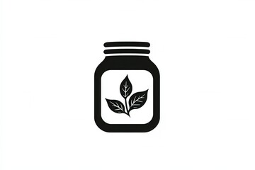 Poster - Minimalist black and white spice jar logo showcasing elegant herbal branding in a modern design suitable for various culinary ventures