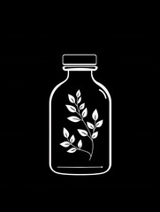 Poster - Elegant minimalist spice jar logo featuring black and white design with herbal accents for refined branding in culinary arts