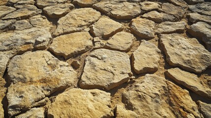 73.picturesque view of rough stony terrain with dry uneven surface and brown stones located in barde