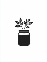 Poster - Elegant minimalist spice jar logo featuring simple black and white design representing herbal branding in a modern aesthetic