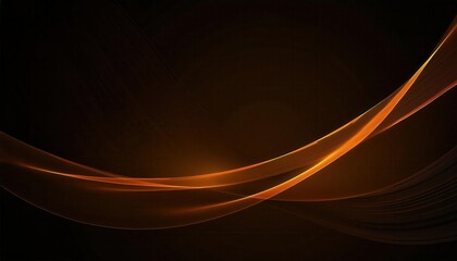 Aufkleber - elegant flowing orange light wave on black background, abstract digital artwork for modern graphic design and wallpaper


