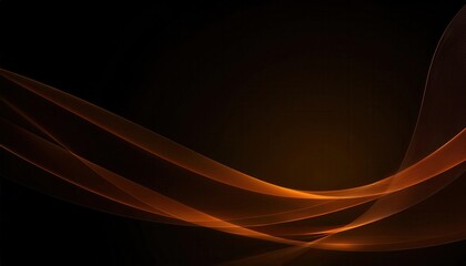 Aufkleber - elegant flowing orange light wave on black background, abstract digital artwork for modern graphic design and wallpaper

