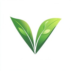 Poster - Vegetarian food logo featuring a green V with leaf integration for healthy lifestyle branding