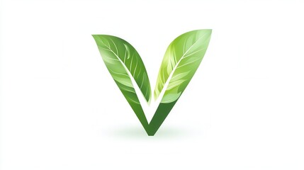 Poster - Clean and vibrant logo design featuring a green V with integrated leaf elements promoting a healthy vegetarian lifestyle