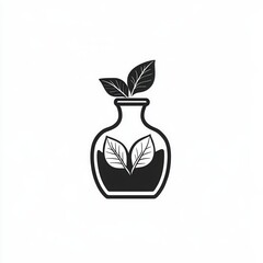 Poster - Elegant minimalist spice jar design with herbal branding showcasing simplicity in black and white for modern culinary use