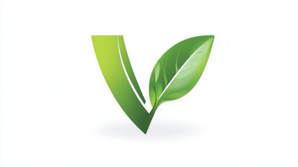 Poster - Clean and elegant vegetarian food logo with integrated green leaf symbolizing a healthy lifestyle and sustainable choices for all