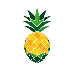 Aufkleber - Vibrant pineapple logo featuring geometric shapes in bright tropical yellow and green colors for modern branding designs