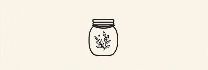 Poster - Elegant minimalist spice jar logo design featuring simple black and white herbal branding suitable for culinary applications