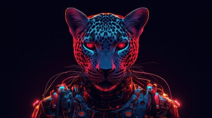  Cyberpunk Leopard Robot Portrait