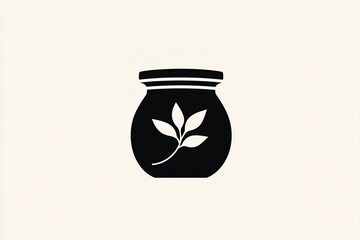 Poster - Elegant minimalist spice jar logo showcasing black and white design with herbal branding emphasizing simplicity and sophistication