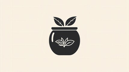Poster - Elegant minimalist spice jar logo featuring black and white design that emphasizes herbal branding and simplicity in its presentation