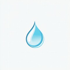 Aufkleber - Elegant minimalist water drop logo featuring clean branding elements and cool blue tones with a subtle reflection on a soft background