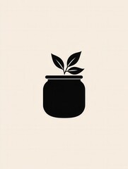 Poster - Elegant minimalist spice jar logo featuring simple black design on a light background, perfect for herbal branding and packaging