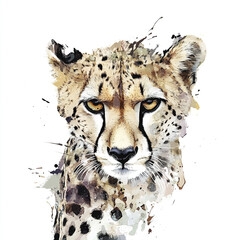Wall Mural - cheetah portrait with artistic splashes on white background