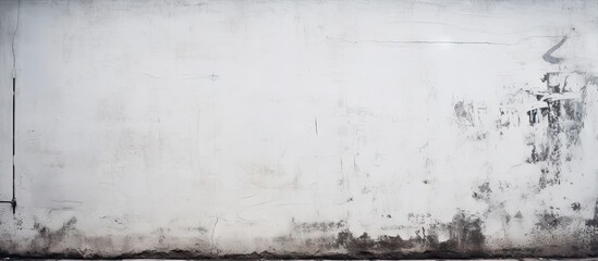 Fototapete - Urban grunge background with a white paint stroke on a faded gray cement wall featuring rough textures creating a minimalist aesthetic.