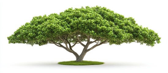 Aufkleber - Green tree with wide canopy resembling the world map positioned centrally on white background emphasizing lush foliage and natural shape