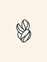 Aufkleber - Minimalist nut logo featuring abstract line art of almond and walnut on a soft background