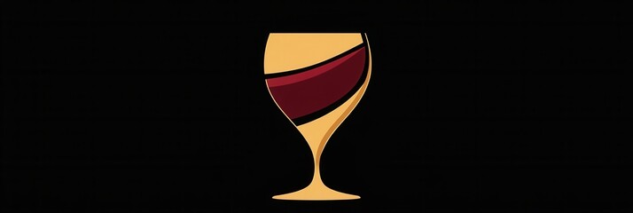 Aufkleber - Minimalist wine glass logo featuring abstract lines in deep red and gold for sophisticated branding experiences