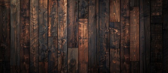 Leinwandbilder - Dark rustic wooden planks background with varying shades of brown arranged in a horizontal layout showcasing texture and depth.