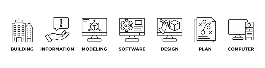 bim banner web icon vector illustration concept for building information modeling with icon of build
