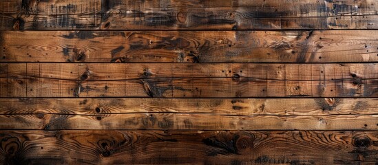 Aufkleber - Rustic wooden texture background showcasing dark brown hues with a weathered finish, featuring horizontal planks aligned evenly across the image.
