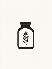 Poster - Elegant minimalist black and white spice jar design featuring herbal branding for modern culinary aesthetics