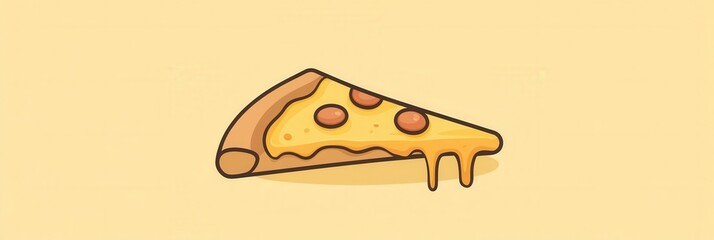 Poster - Playful minimalist pizza slice logo with warm yellow orange cheese evoking comfort and joy for food lovers in a modern design
