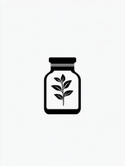 Poster - Elegant minimalist spice jar design in black and white for herbal product branding