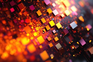 Digital Data Mosaic: A vibrant, abstract composition of colorful, glowing digital data, representing the interconnectedness and dynamism of the modern technological world