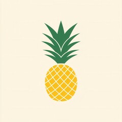 Poster - Bright tropical pineapple minimalist logo featuring geometric abstraction and vibrant colors that evoke summer vibes and freshness