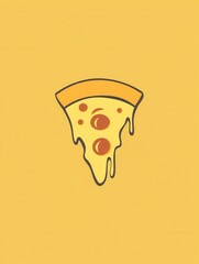 Poster - Minimalist pizza slice logo featuring warm yellow orange cheese in a playful flat design ideal for food related branding
