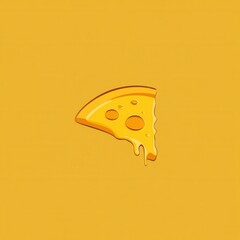 Poster - Minimalist pizza slice logo featuring warm yellow orange cheese and flat playful design suited for modern branding and culinary ventures
