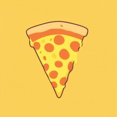 Poster - Minimalist pizza slice logo featuring warm yellow orange cheese and playful flat design for modern branding and food concepts