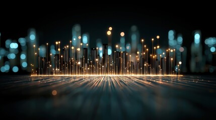 Wall Mural - a futuristic cityscape illuminated by glowing energy fields and beams of light, representing a techn