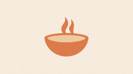 Aufkleber - Cozy soup bowl logo featuring warm orange and beige tones with steam rising for inviting branding